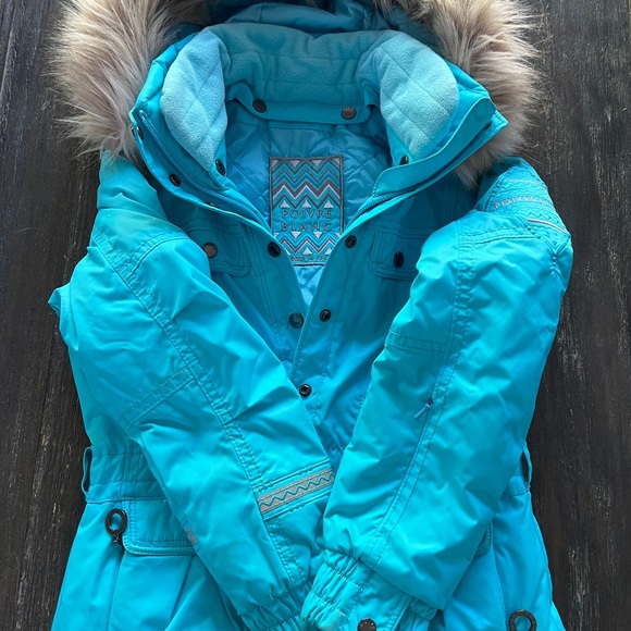Poivre Blanc Girls Winter snow Jacket with Faux Fur Hood sz8 - Picture 1 of 9